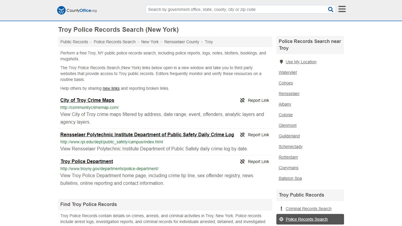 Police Records Search - Troy, NY (Accidents & Arrest Records)